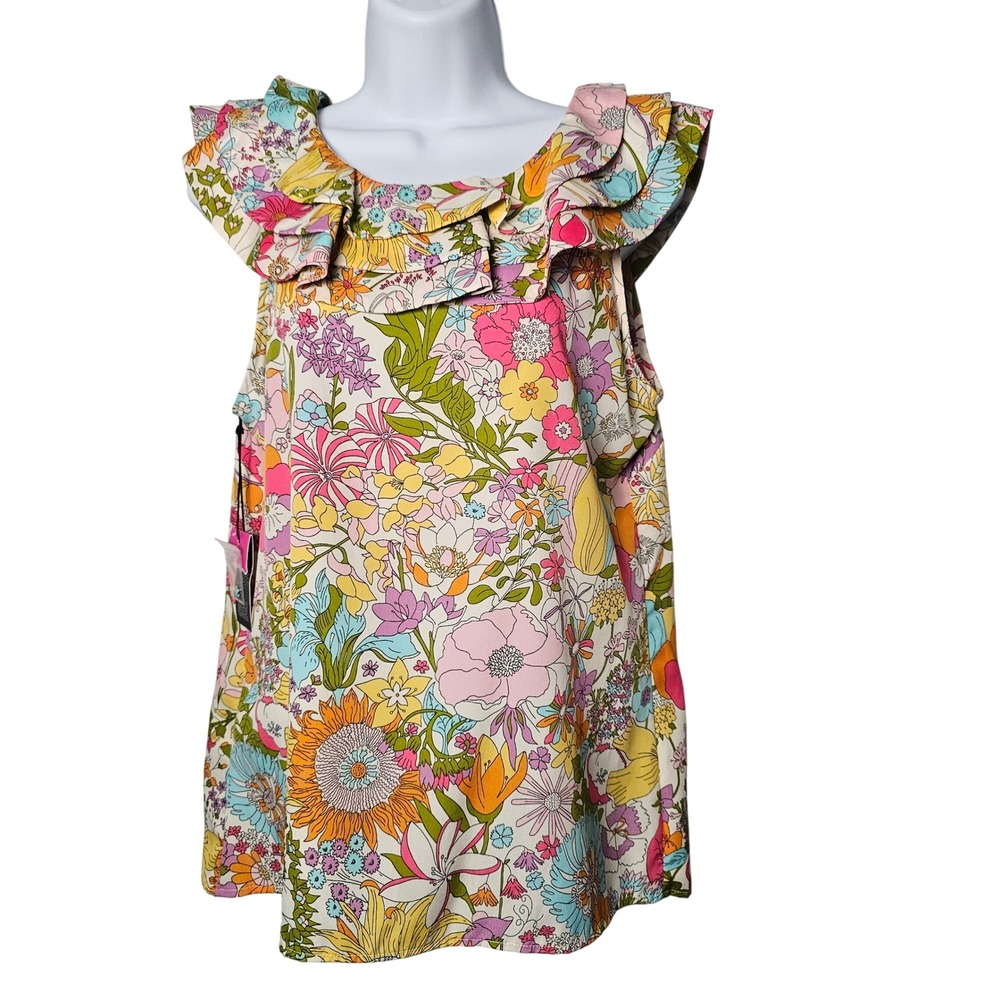 Liberty of London for Target Womens Ruffle Floral Sleeveless Top L Multi NWT